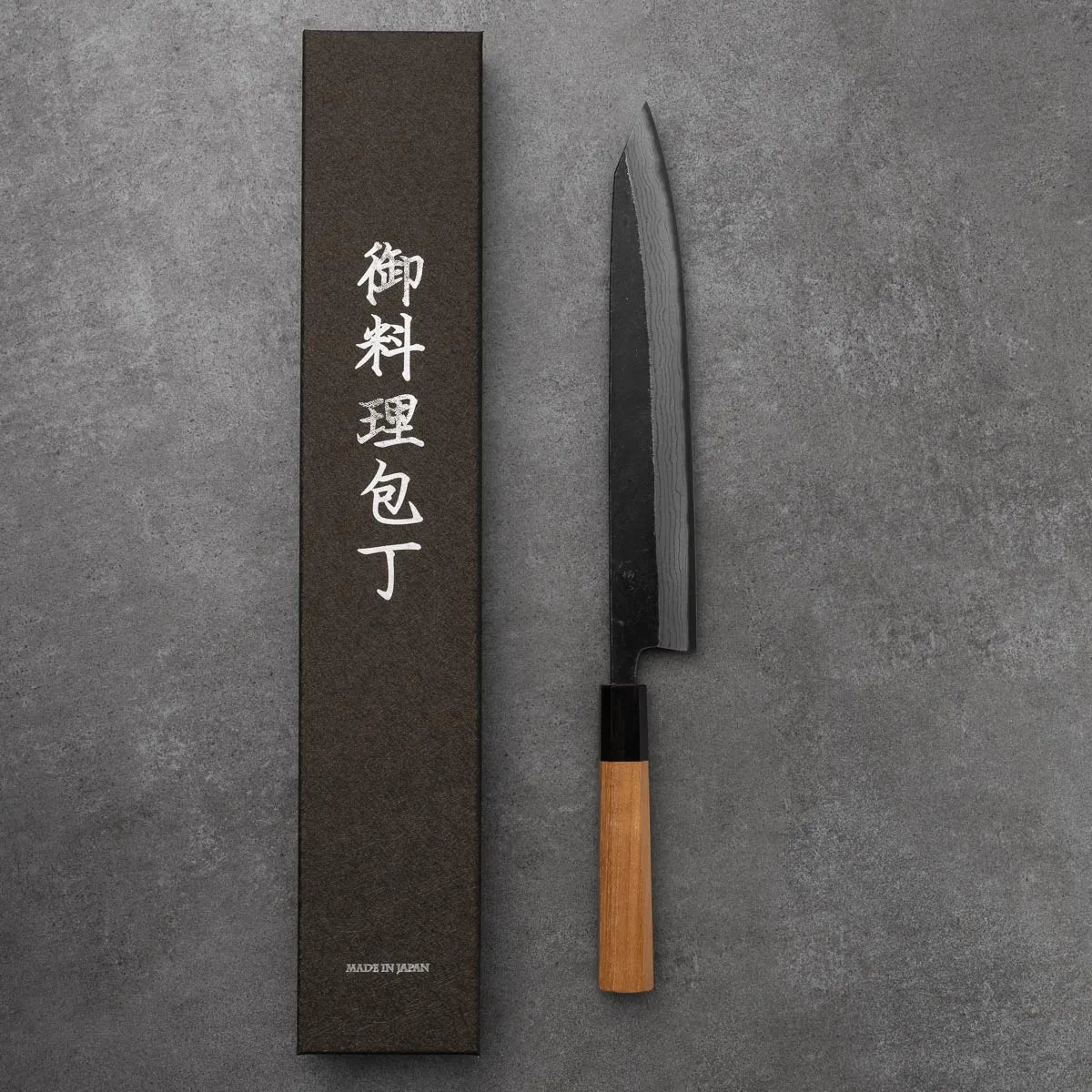 Kiritsuke SUJIHIKI - Kumokage Sorozat - Damaszk - Teakfa - Aogami Blue #2 - 250mm