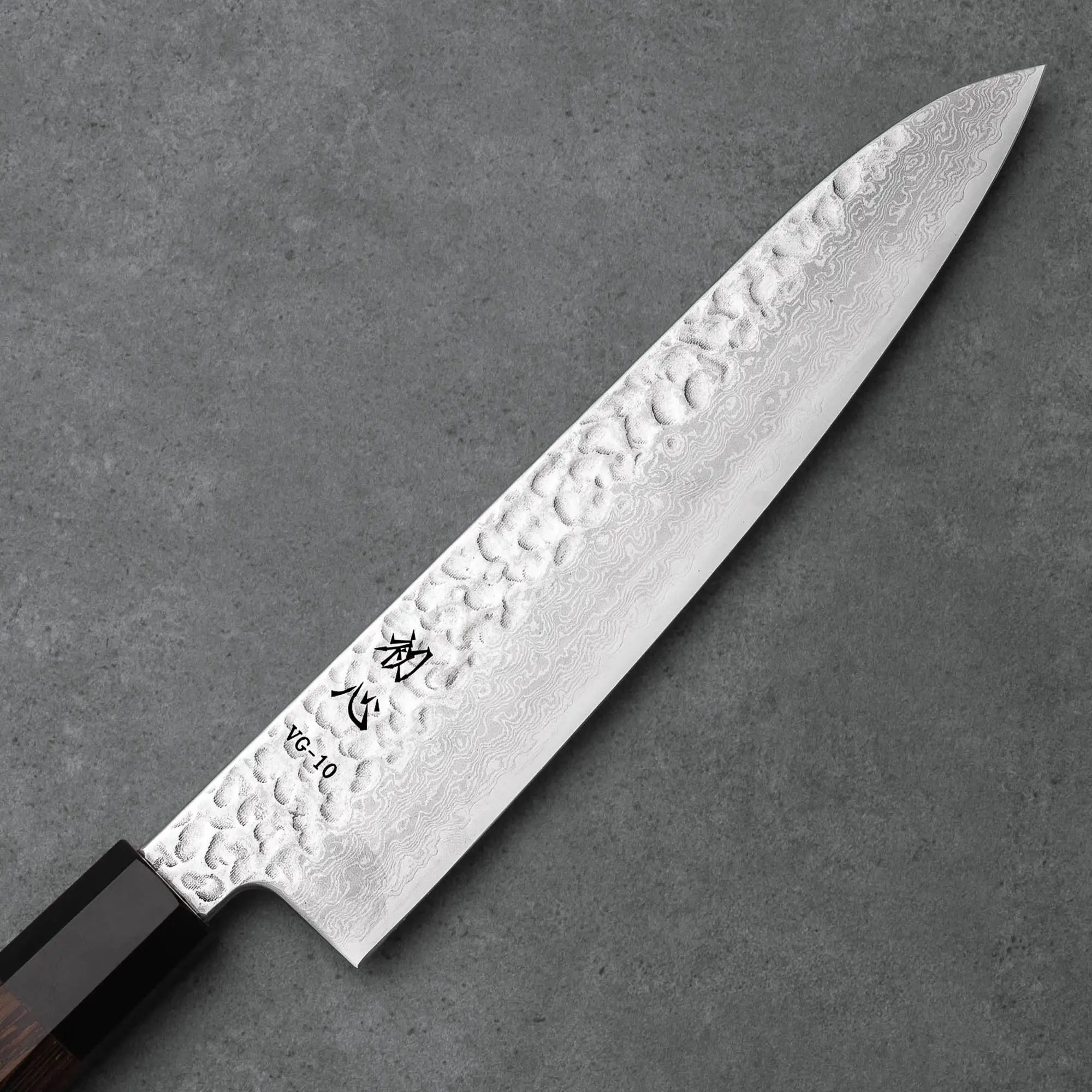 GYUTO - VG-10 - Damaszk - Ébenfa-vizibivalyszarv gallér- 210 mm