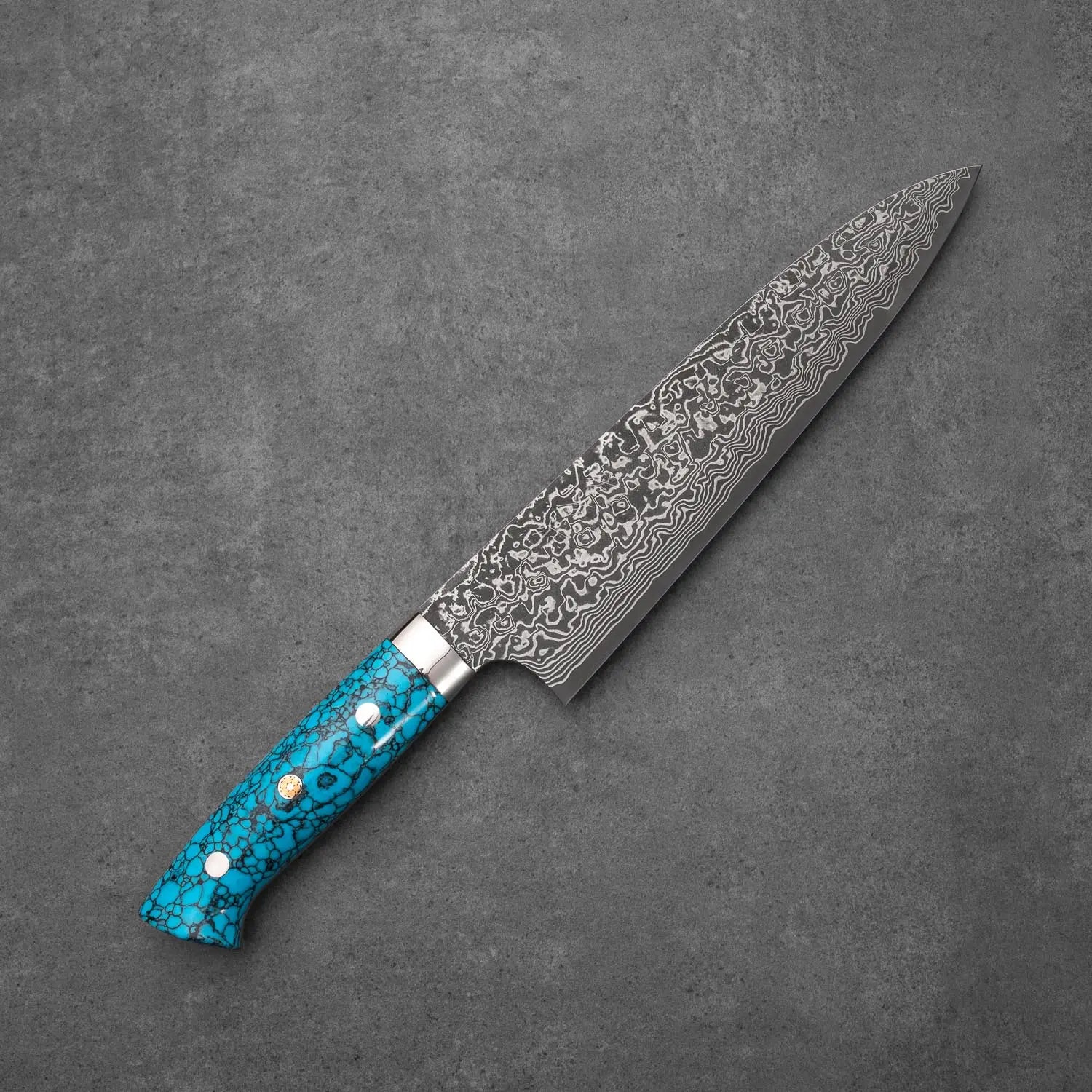 GYUTO - Fekete (Nikkel) Damaszk - Kék Türkiz - SG2 - 210mm