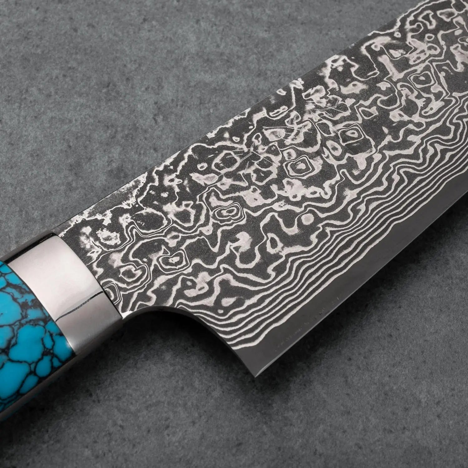 GYUTO - Fekete (Nikkel) Damaszk - Kék Türkiz - SG2 - 210mm
