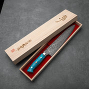 GYUTO - Fekete (Nikkel) Damaszk - Kék Türkiz - SG2 - 240mm