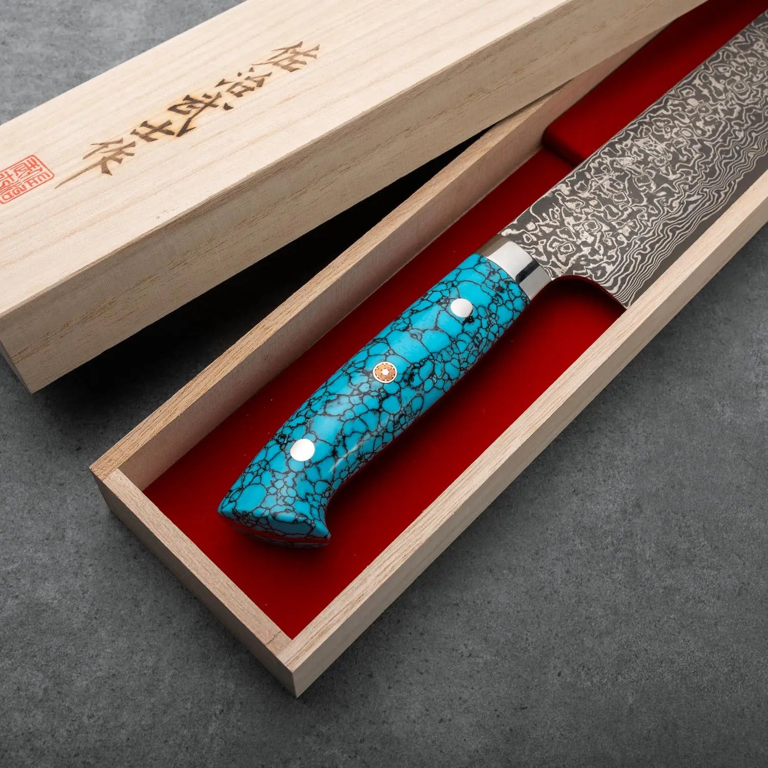 GYUTO - Fekete (Nikkel) Damaszk - Kék Türkiz - SG2 - 240mm