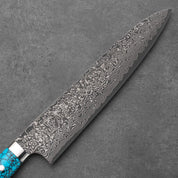 GYUTO - Fekete (Nikkel) Damaszk - Kék Türkiz - SG2 - 240mm