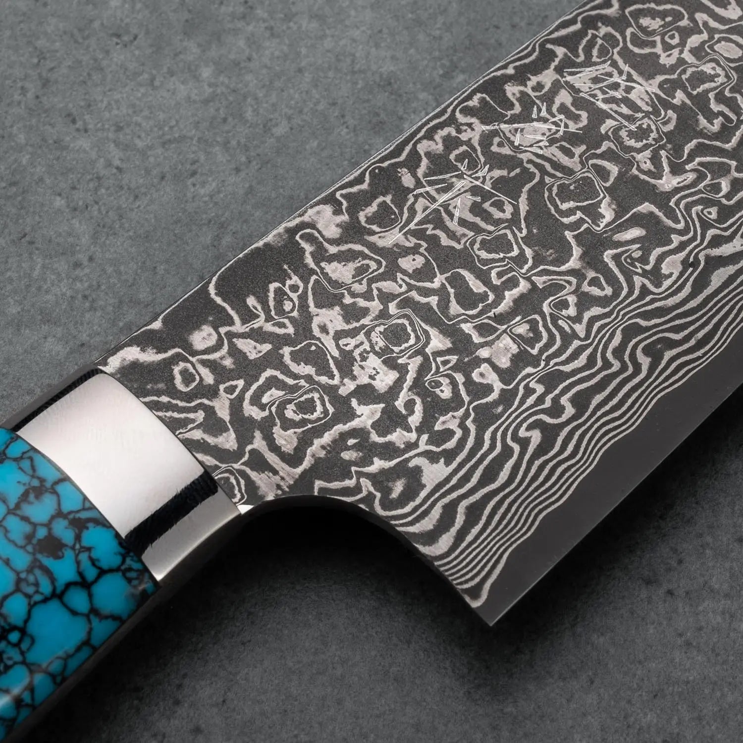 GYUTO - Fekete (Nikkel) Damaszk - Kék Türkiz - SG2 - 240mm