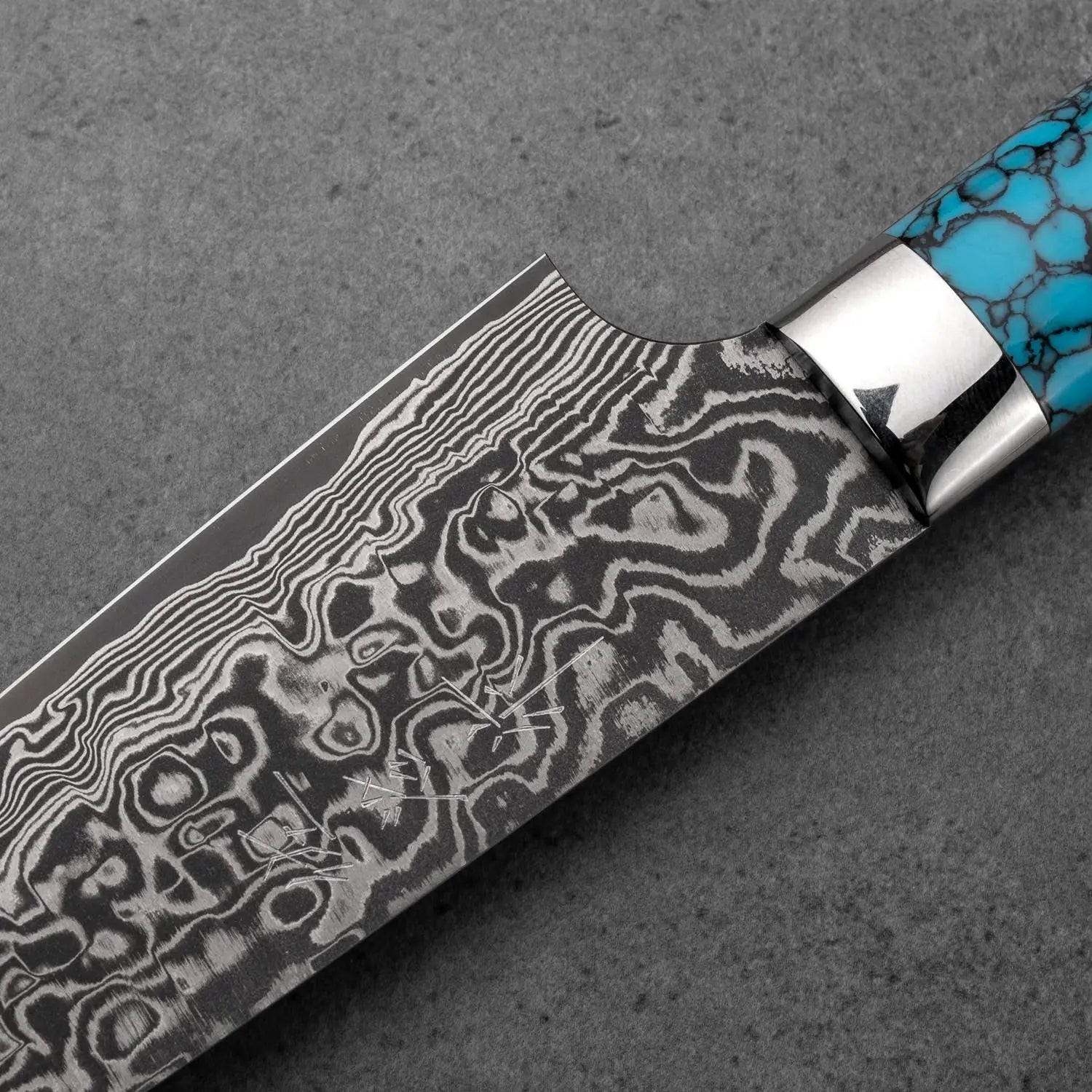 PETTY - Fekete (Nikkel) Damaszk - Kék Türkiz - SG2 - 130mm