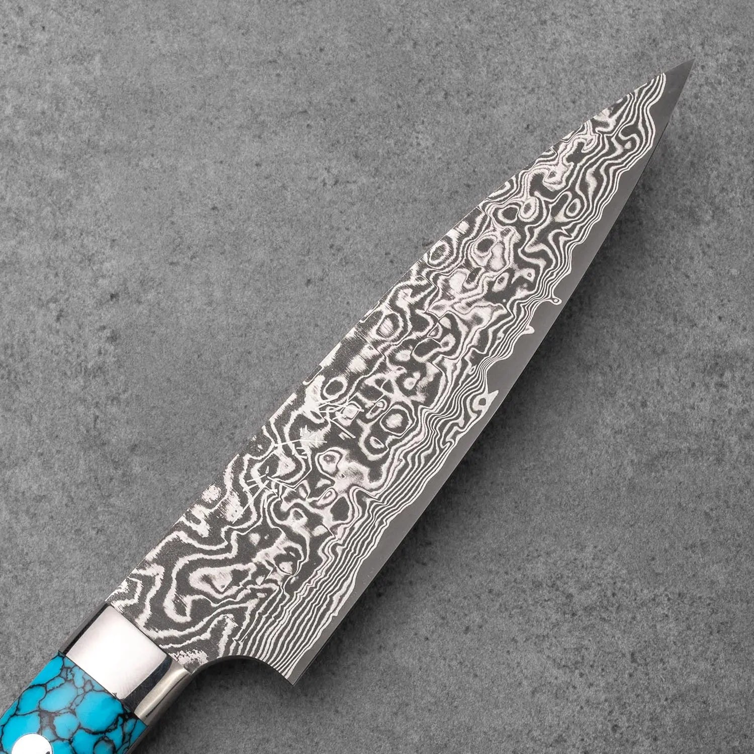 PETTY - Fekete (Nikkel) Damaszk - Kék Türkiz - SG2 - 130mm
