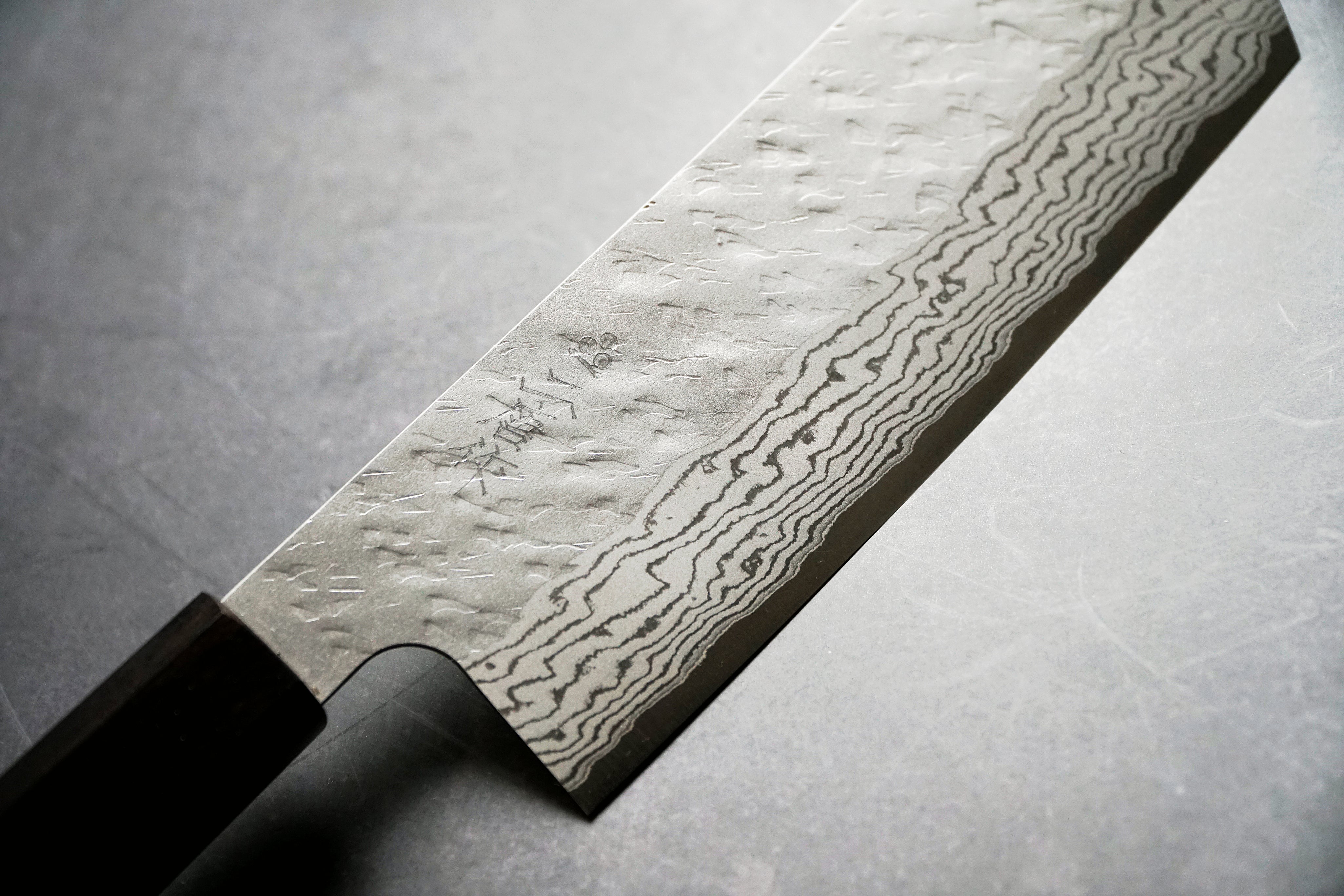 Nigara Hamono - VG10 Damascus Migaki Tsuchime - NAKIRI 165mm