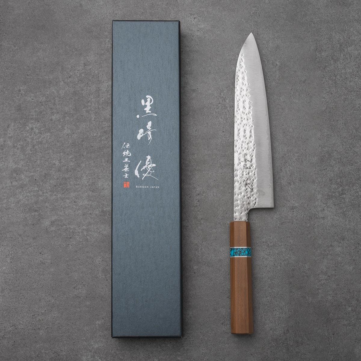 GYUTO - Senko Sorozat - Diófa Türkiz Betéttel - R2/SPG2 - 210mm