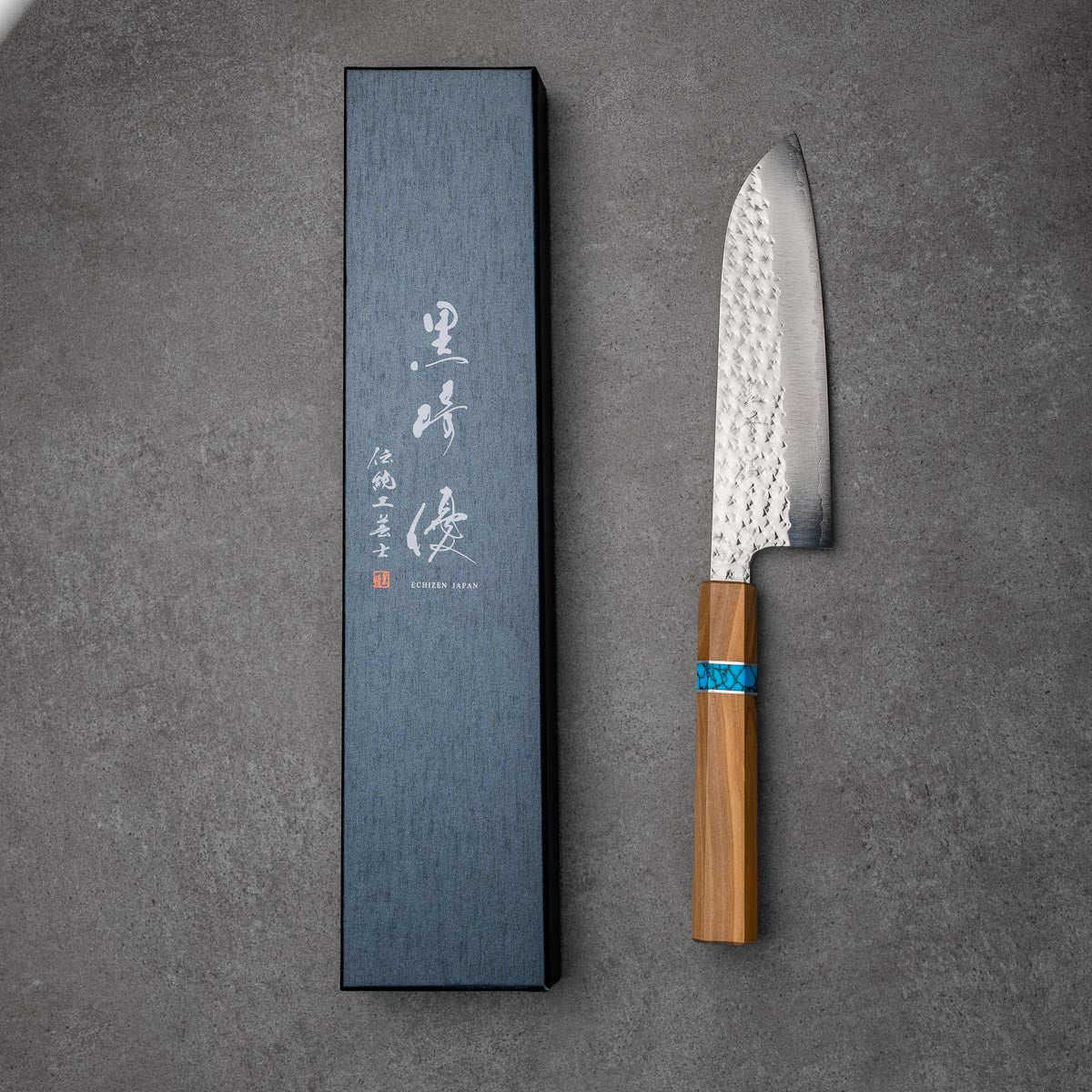 SANTOKU - Senko Sorozat - Olajfa Türkiz Betéttel - R2/SPG2 - 170mm