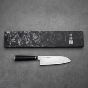 SANTOKU - Miyako Sorozat - Damaszk - Laminált fa - AUS8 - 165/180mm