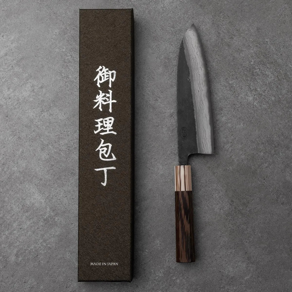 SANTOKU - Kumokage Sorozat - Damaszk - Wenge és Teakfa markolattal - Aogami Blue #2 - 180mm