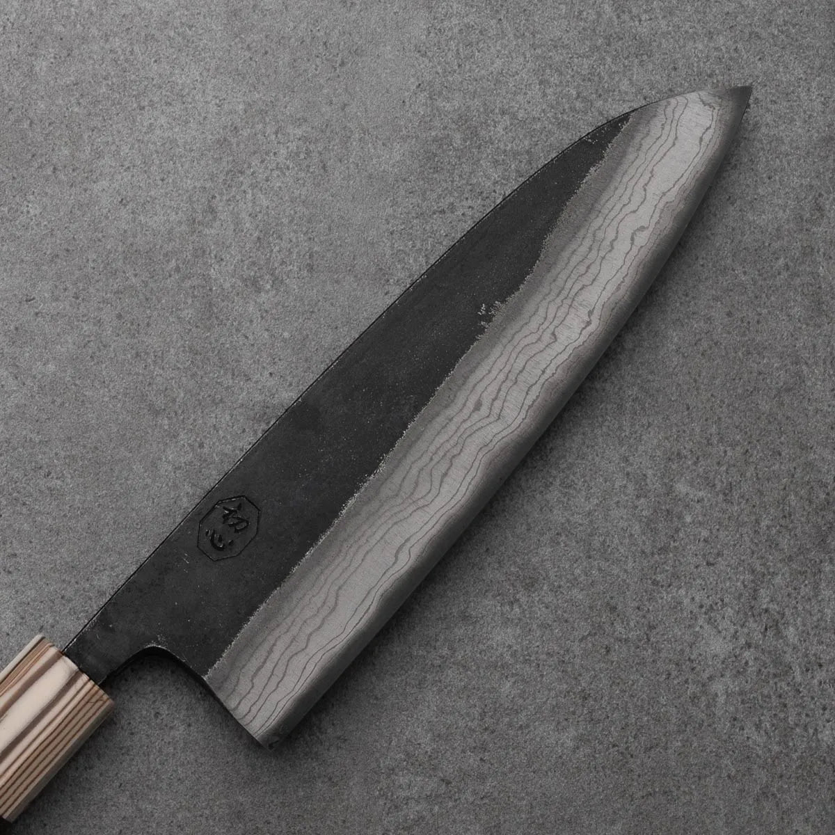 SANTOKU - Kumokage Sorozat - Damaszk - Teakfa markolattal - Aogami Blue #2 - 180mm