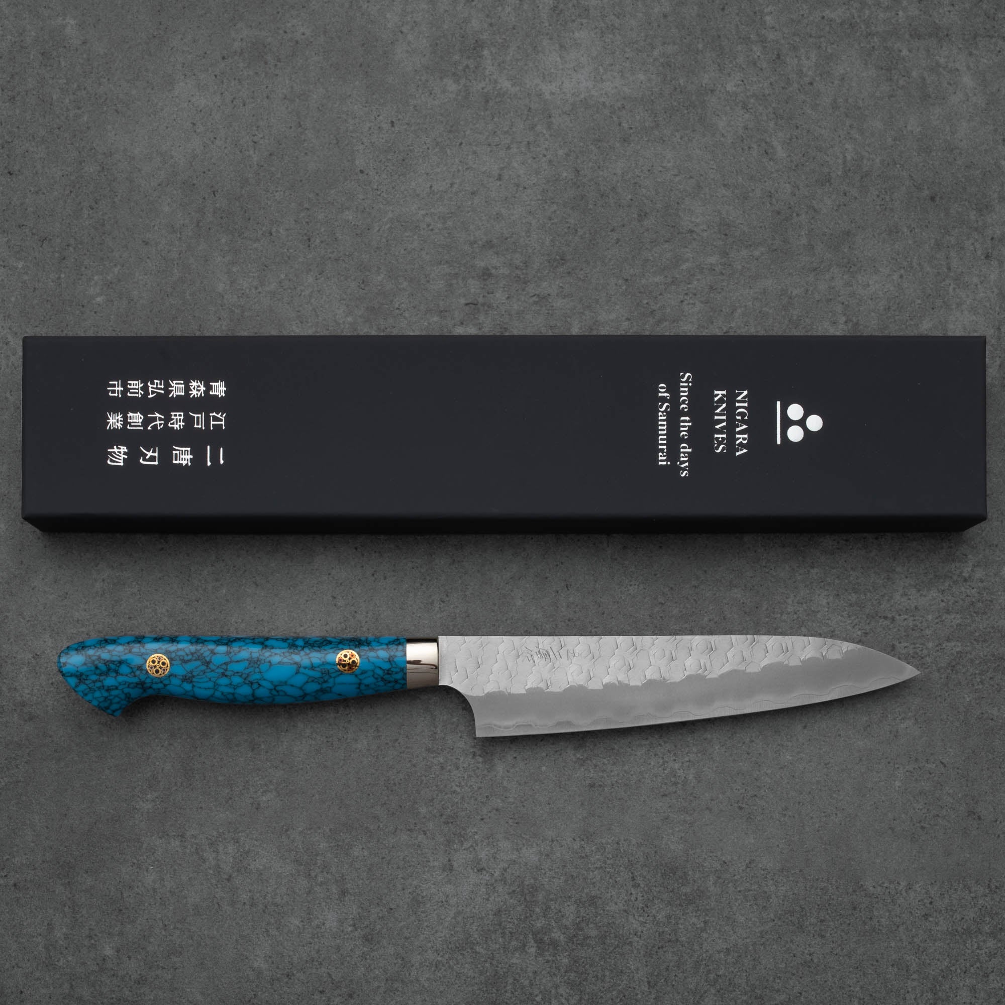 Nigara SG2 Migaki Tsuchime Petty Blue Turquoise 150 mm