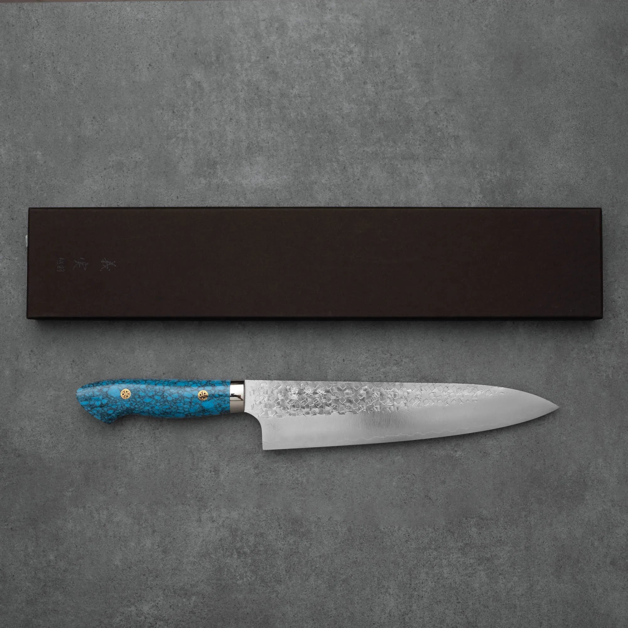 Yoshimi Kato SG2 Kaku-Tsuchime Gyuto Blue 210 mm