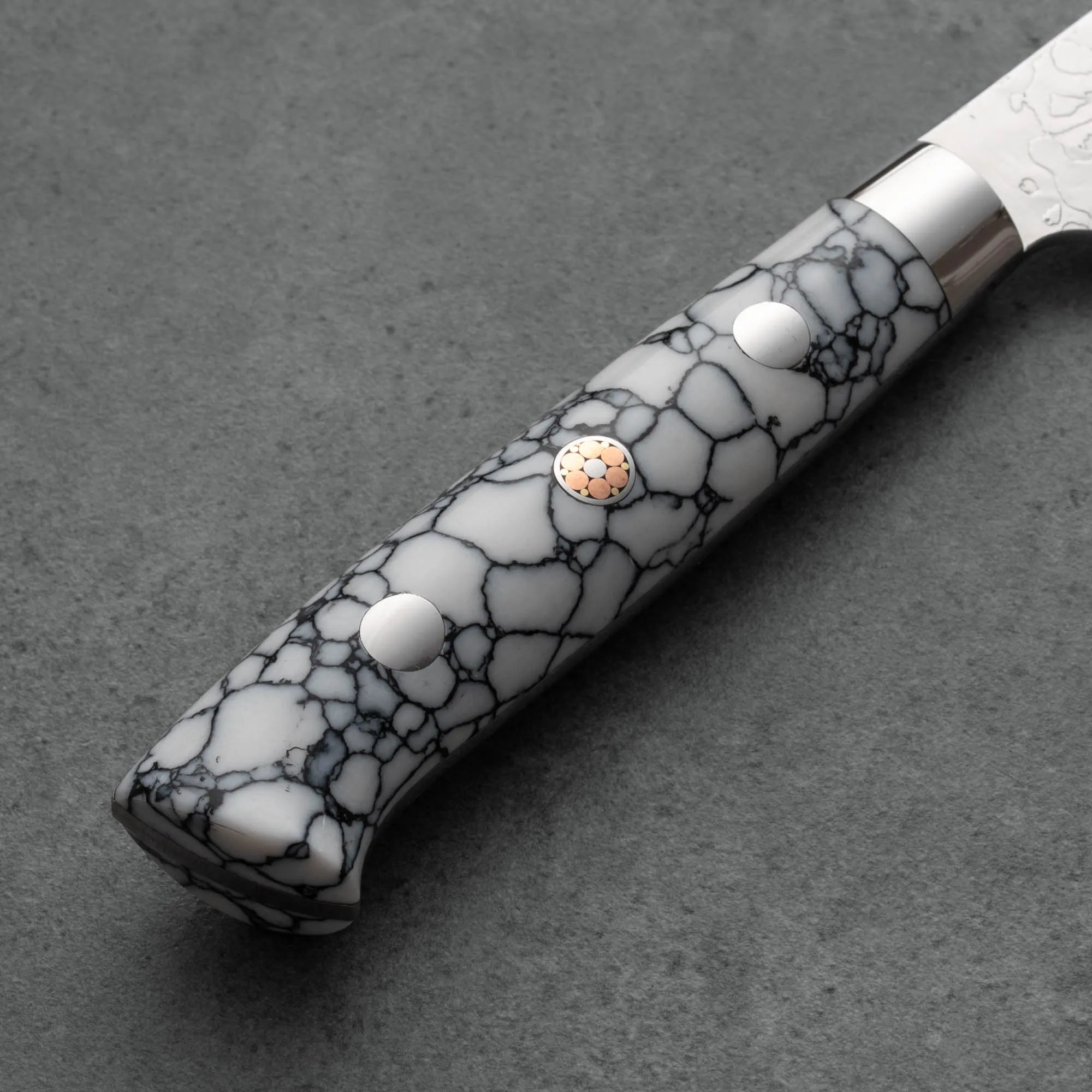 Takeshi Saji R2/SG2 Damascus Diamond finish Petty White Turquois 90 mm