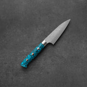 Takeshi Saji R2/SG2 Damascus Diamond finish Petty Blue Turquois 90 mm