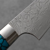 Takeshi Saji R2/SG2 Damascus Diamond finish Petty Blue Turquois 90 mm