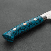 Takeshi Saji R2/SG2 Damascus Diamond finish Petty Blue Turquois 130 mm