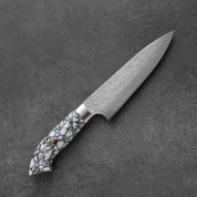 Takeshi Saji R2/SG2 Damascus Diamond finish Petty White Turquois 130 mm