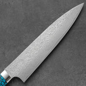 Takeshi Saji R2/SG2 Damascus Diamond finish Gyuto Blue Turquoise 210 mm