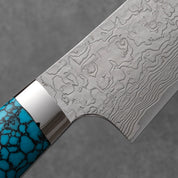 Takeshi Saji R2/SG2 Damascus Diamond finish Gyuto Blue Turquoise 210 mm