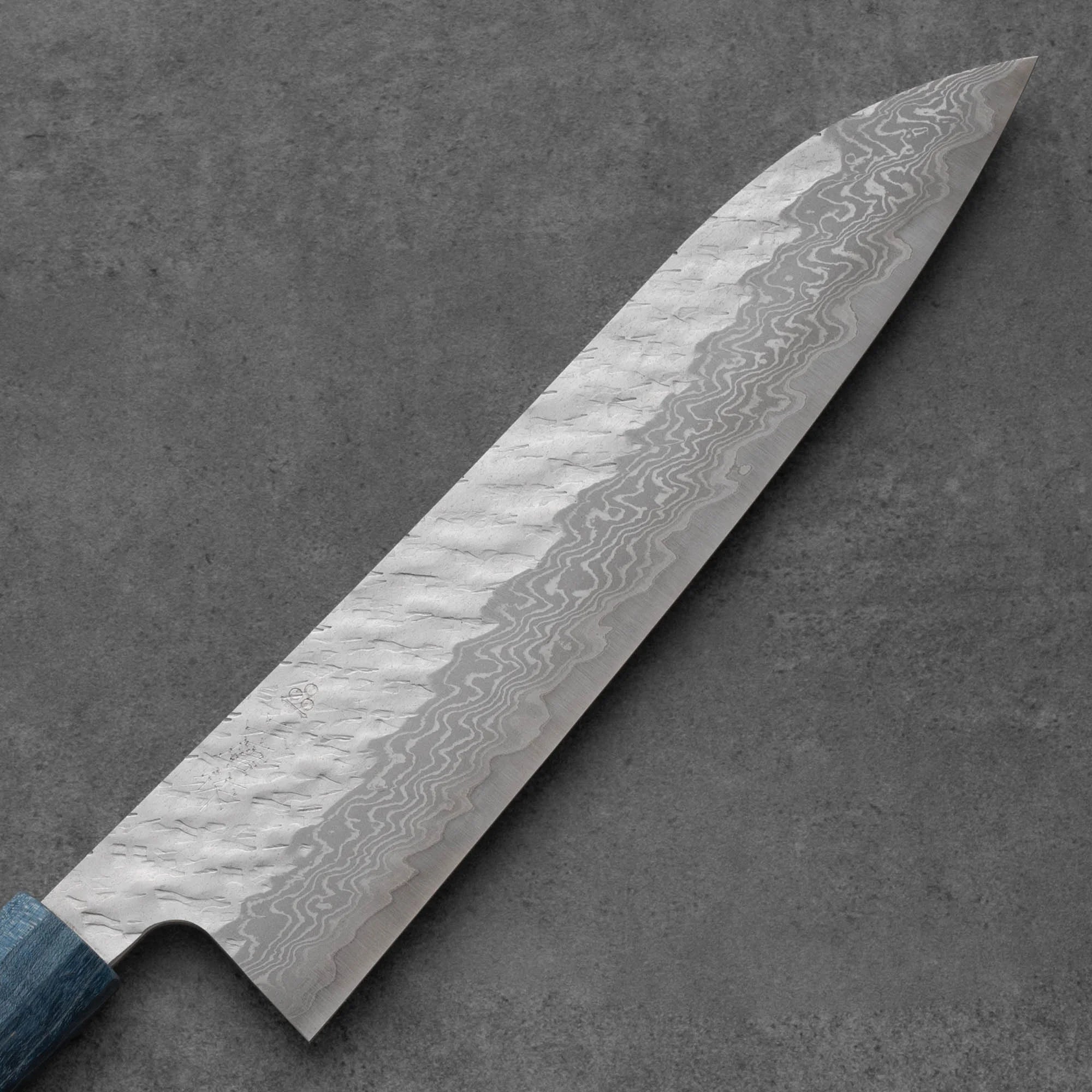 Nigara Gyuto VG-10 Migaki Tsuchime Stabilizált Kék 240mm