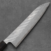 Nigara Gyuto VG-10 Damaszk Migaki Tsuchime Ébenfa 240mm