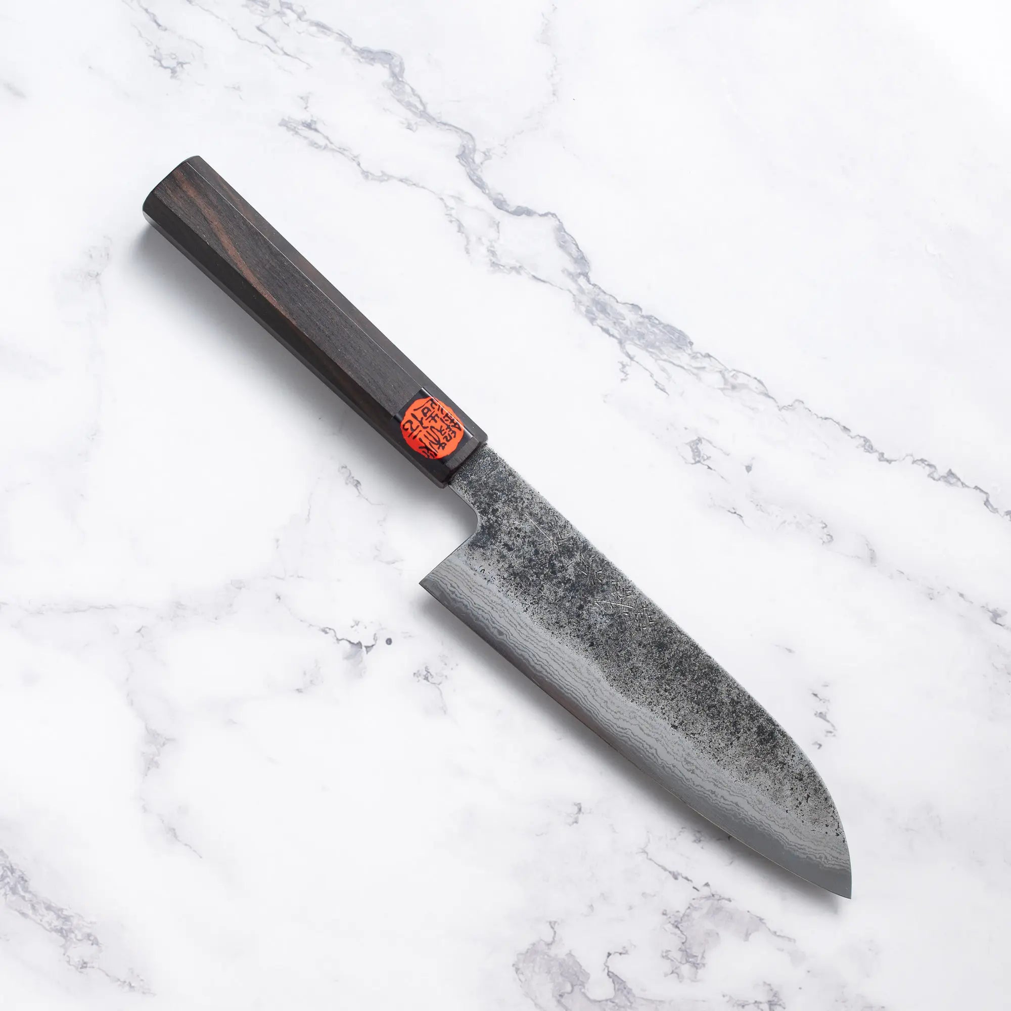 Shigeki Tanaka - Blue #2 - Damascus Kurouchi - SANTOKU - 165 mm