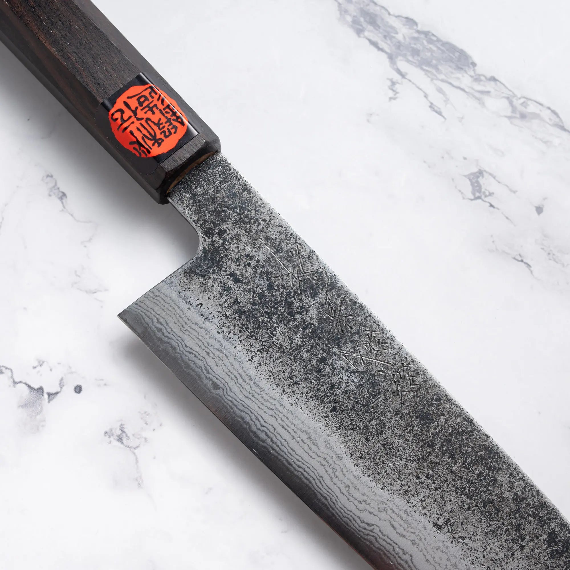 Shigeki Tanaka - Blue #2 - Damascus Kurouchi - SANTOKU - 165 mm