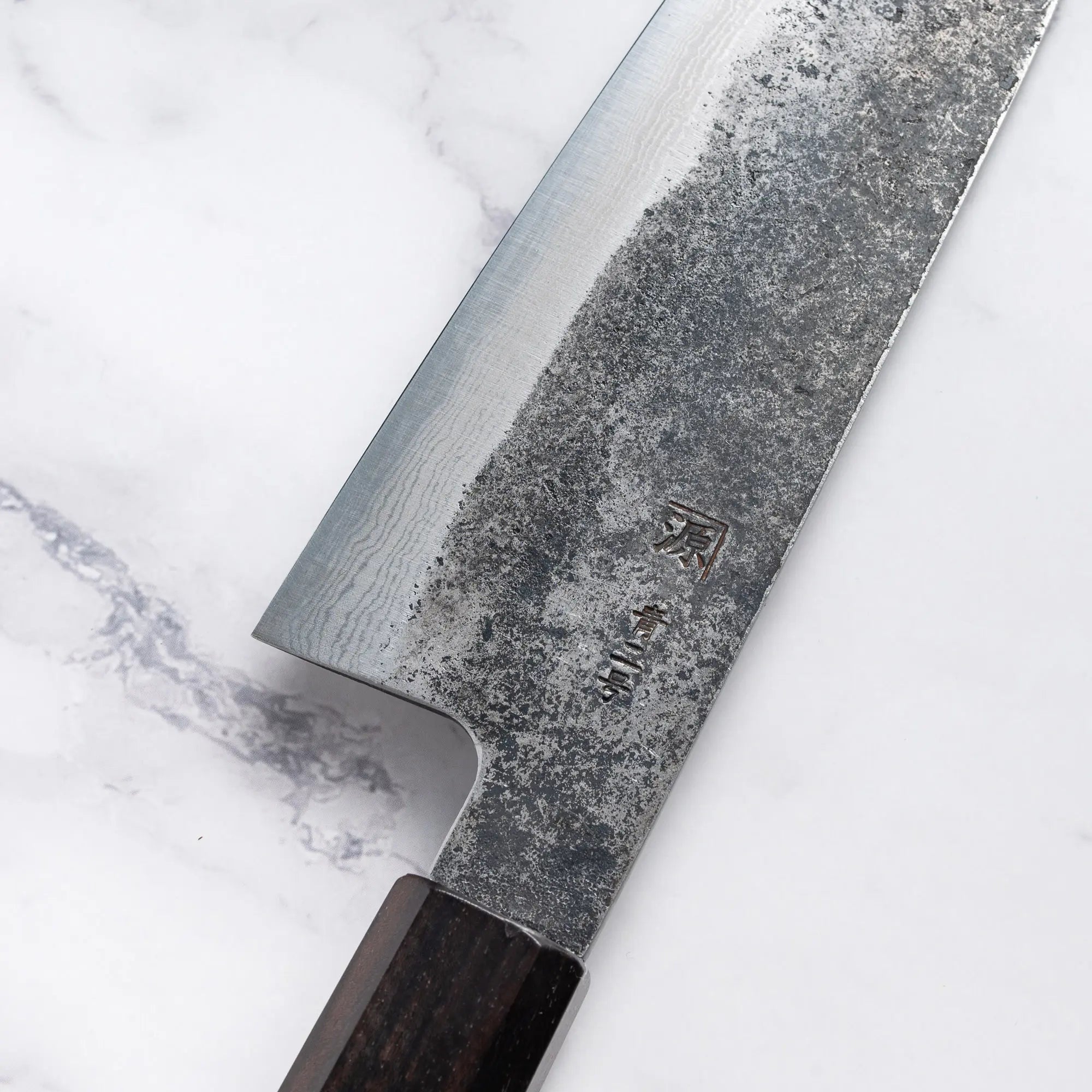Shigeki Tanaka - Blue #2 - Damascus Kurouchi - SANTOKU - 165 mm