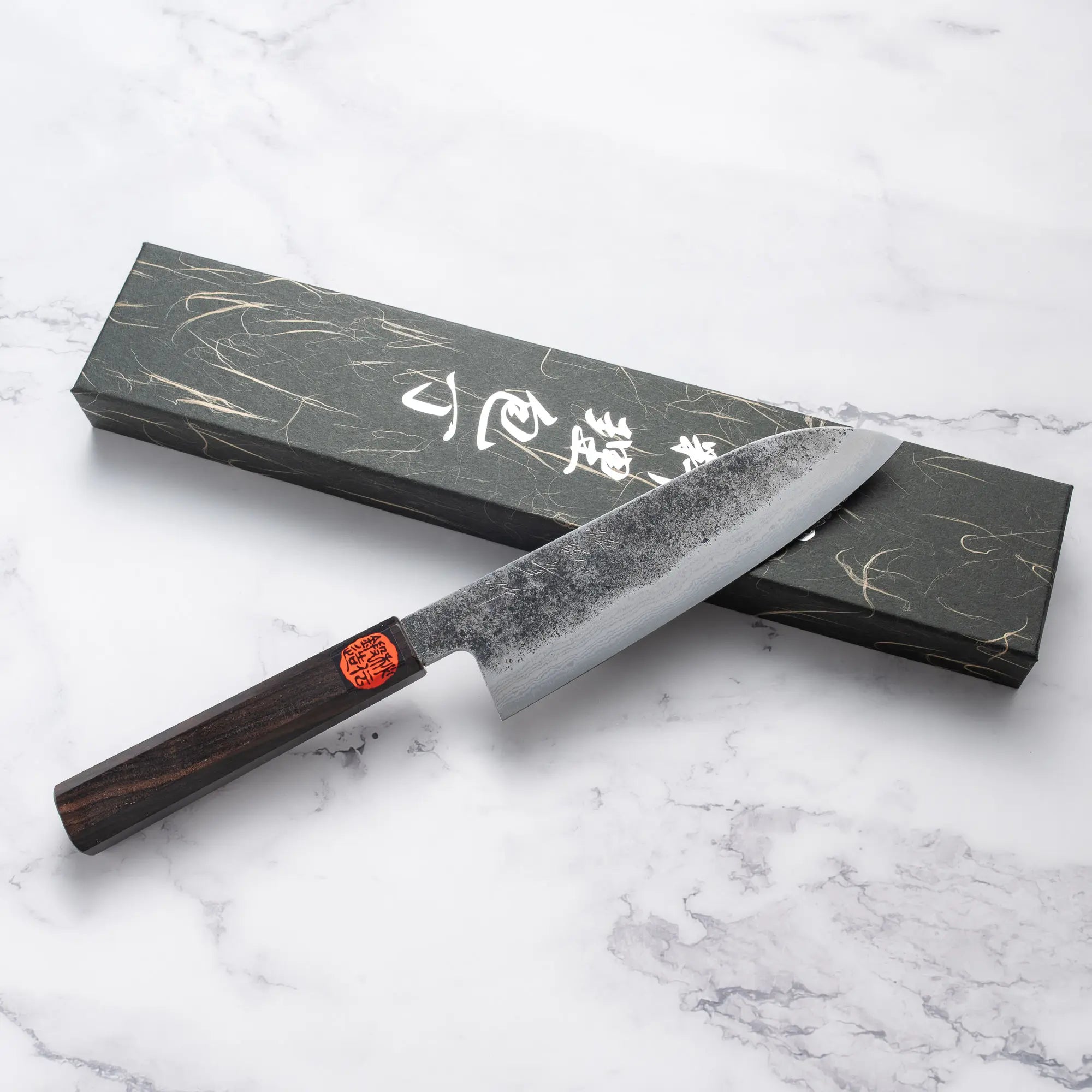 Shigeki Tanaka - Blue #2 - Damascus Kurouchi - SANTOKU - 165 mm