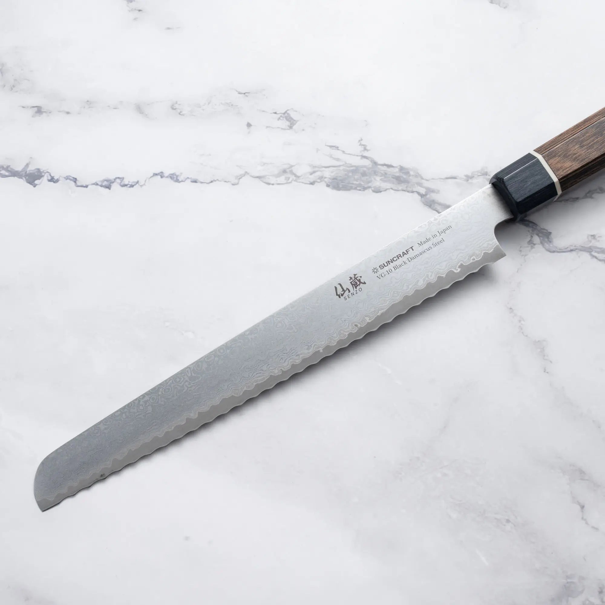 Suncraft SENZO Black Damaszk - VG-10 - Kenyérvágó kés - 220 mm