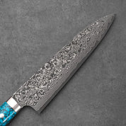 GYUTO - Fekete (Nikkel) Damaszk - Kék Türkiz - SG2 - 210mm