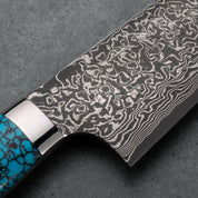 GYUTO - Fekete (Nikkel) Damaszk - Kék Türkiz - SG2 - 180mm