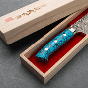 GYUTO - Fekete (Nikkel) Damaszk - Kék Türkiz - SG2 - 180mm