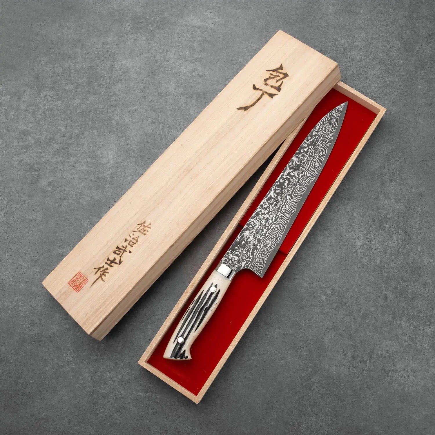 GYUTO - Fekete (Nikkel) Damaszk - Agancs - SG2 - 240mm