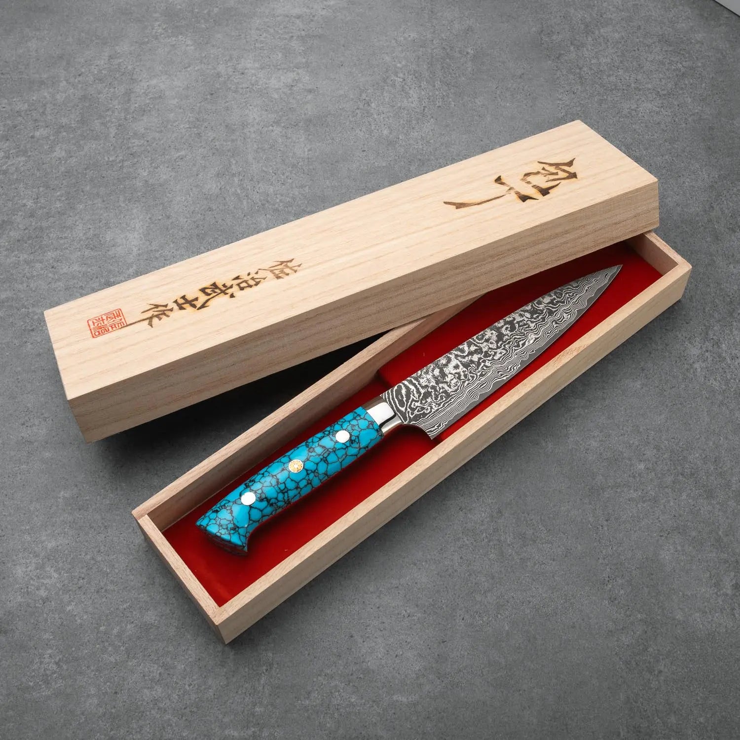 PETTY - Fekete (Nikkel) Damaszk - Kék Türkiz - SG2 - 150mm