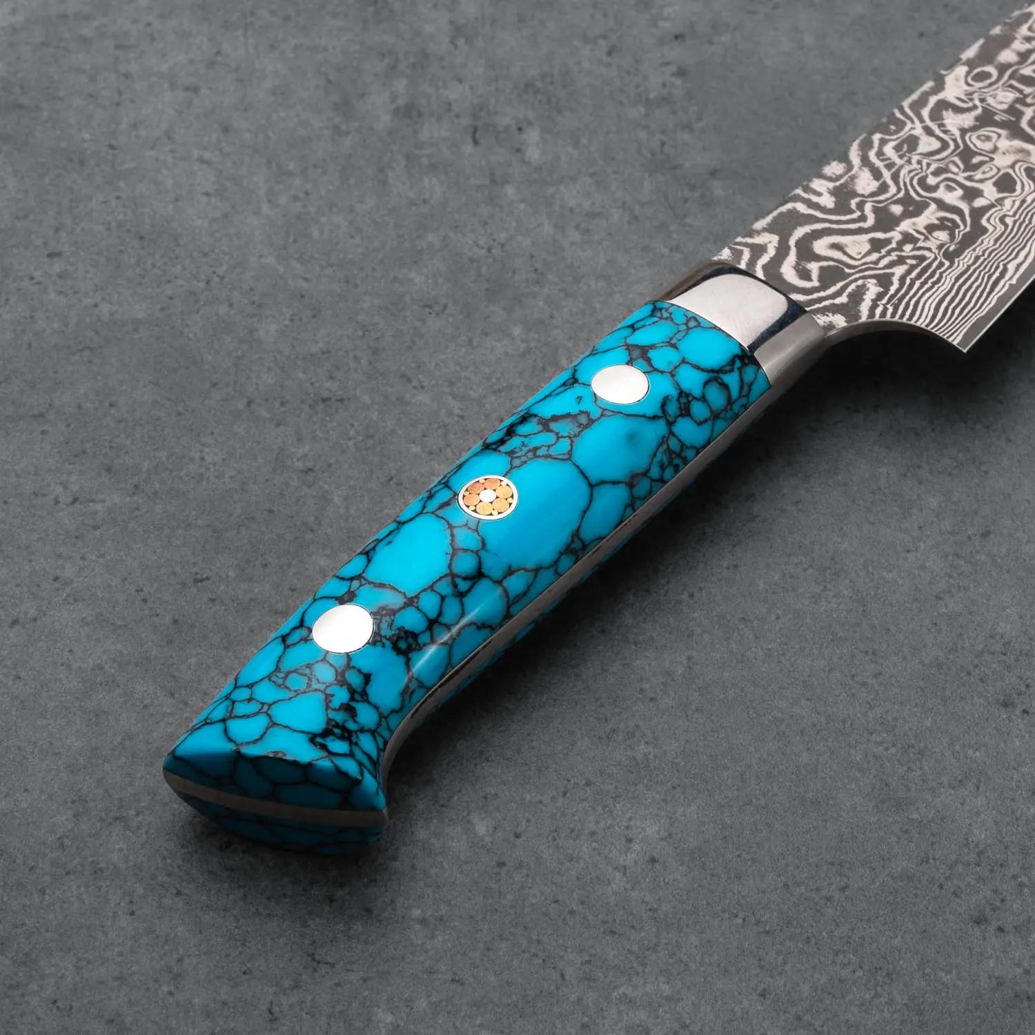 PETTY - Fekete (Nikkel) Damaszk - Kék Türkiz - SG2 - 130mm