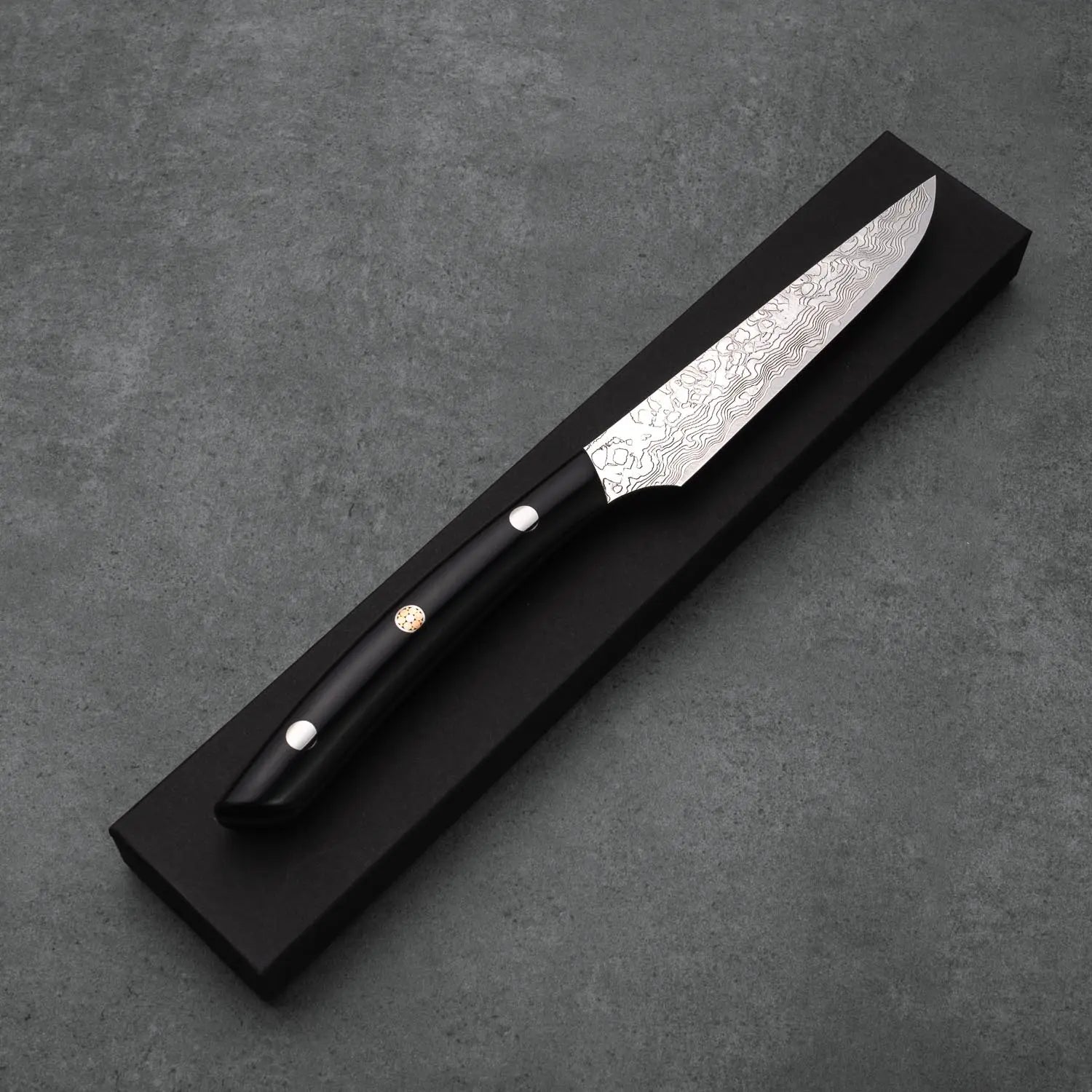 STEAK KÉS - Gyémánt Damaszk - Micarta / Vasfa markolat - SG2 - 130mm