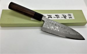Hideo Kitaoka Blue Steel No.2 Damascus Deba japán kés 165 mm