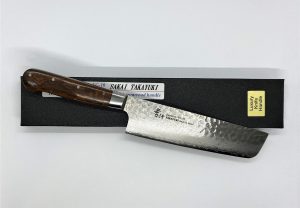 Sakai Takayuki VG10 33 rétegű Damaszkusz Nakiri japán kés 160mm sivatagi vasfa markolat