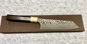 Yoshimi Kato R2 fekete Damascus RS8R japán szakács Bunka kés, 170 mm-es